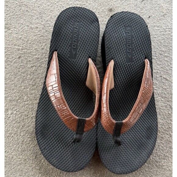 Speedo Flip Flops Women’s Size 9 Wedge Sandals Brown Beach Boho Comfort - Picture 1 of 4